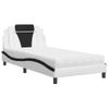 Cama Individual | Cama Para Adultos | Cama Con Colchón Cuero Sintético Blanco Y Negro 100x200 Cm Cfw24633