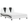 Cama Matrimonial | Cama Para Adultos | Cama Con Colchón Cuero Sintético Blanco Y Negro 120x200 Cm Cfw29855