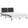 Cama Matrimonial | Cama Para Adultos | Cama Con Colchón Cuero Sintético Blanco Y Negro 140x190 Cm Cfw81190