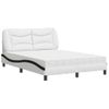 Cama Matrimonial | Cama Para Adultos | Cama Con Colchón Cuero Sintético Blanco Y Negro 140x190 Cm Cfw81529