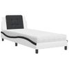 Cama Individual | Cama Para Adultos | Cama Con Colchón Cuero Sintético Blanco Y Negro 90x190 Cm Cfw34629