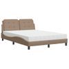 Cama Matrimonial | Cama Para Adultos | Cama Con Colchón Cuero Sintético Capuchino 120x200 Cm Cfw73615