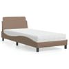 Cama Individual | Cama Para Adultos | Cama Con Colchón Cuero Sintético Capuchino 90x190 Cm Cfw69287