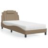 Cama Individual | Cama Para Adultos | Cama Con Colchón Cuero Sintético Capuchino 90x200 Cm Cfw42829