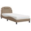 Cama Individual | Cama Para Adultos | Cama Con Colchón Cuero Sintético Capuchino 90x200 Cm Cfw42829