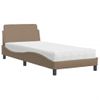 Cama Individual | Cama Para Adultos | Cama Con Colchón Cuero Sintético Capuchino 90x200 Cm Cfw27517