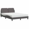 Cama Matrimonial | Cama Para Adultos | Cama Con Colchón Cuero Sintético Gris 140x200 Cm Cfw31671