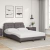 Cama Matrimonial | Cama Para Adultos | Cama Con Colchón Cuero Sintético Gris 140x200 Cm Cfw31671