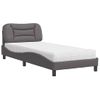 Cama Individual | Cama Para Adultos | Cama Con Colchón Cuero Sintético Gris 90x190 Cm Cfw98822