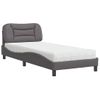 Cama Individual | Cama Para Adultos | Cama Con Colchón Cuero Sintético Gris 90x200 Cm Cfw80708