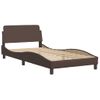 Cama Individual | Cama Para Adultos | Cama Con Colchón Cuero Sintético Marrón 100x200 Cm Cfw74903