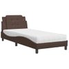 Cama Individual | Cama Para Adultos | Cama Con Colchón Cuero Sintético Marrón 100x200 Cm Cfw57870