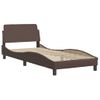 Cama Individual | Cama Para Adultos | Cama Con Colchón Cuero Sintético Marrón 100x200 Cm Cfw57870