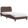 Cama Individual | Cama Para Adultos | Cama Con Colchón Cuero Sintético Marrón 80x200 Cm Cfw45781