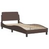 Cama Individual | Cama Para Adultos | Cama Con Colchón Cuero Sintético Marrón 80x200 Cm Cfw45781