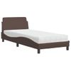 Cama Individual | Cama Para Adultos | Cama Con Colchón Cuero Sintético Marrón 80x200 Cm Cfw71832