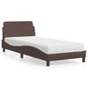 Cama Individual | Cama Para Adultos | Cama Con Colchón Cuero Sintético Marrón 90x190 Cm Cfw56020