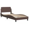 Cama Individual | Cama Para Adultos | Cama Con Colchón Cuero Sintético Marrón 90x190 Cm Cfw50687