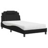 Cama Individual | Cama Para Adultos | Cama Con Colchón Cuero Sintético Negro 100x200 Cm Cfw81246