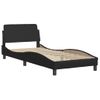 Cama Individual | Cama Para Adultos | Cama Con Colchón Cuero Sintético Negro 100x200 Cm Cfw76424