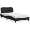 Cama Individual | Cama Para Adultos | Cama Con Colchón Cuero Sintético Negro 100x200 Cm Cfw86764