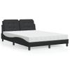 Cama Matrimonial | Cama Para Adultos | Cama Con Colchón Cuero Sintético Negro 140x190 Cm Cfw56605