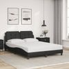 Cama Matrimonial | Cama Para Adultos | Cama Con Colchón Cuero Sintético Negro 140x190 Cm Cfw56605