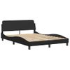 Cama Matrimonial | Cama Para Adultos | Cama Con Colchón Cuero Sintético Negro 140x190 Cm Cfw56605