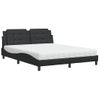 Cama Matrimonial | Cama Para Adultos | Cama Con Colchón Cuero Sintético Negro 160x200 Cm Cfw64021