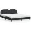 Cama Matrimonial | Cama Para Adultos | Cama Con Colchón Cuero Sintético Negro 180x200 Cm Cfw75841