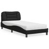 Cama Individual | Cama Para Adultos | Cama Con Colchón Cuero Sintético Negro 80x200 Cm Cfw10108