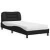 Cama Individual | Cama Para Adultos | Cama Con Colchón Cuero Sintético Negro 80x200 Cm Cfw10108