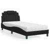 Cama Individual | Cama Para Adultos | Cama Con Colchón Cuero Sintético Negro 90x190 Cm Cfw37256