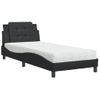 Cama Individual | Cama Para Adultos | Cama Con Colchón Cuero Sintético Negro 90x190 Cm Cfw31266