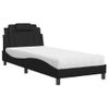 Cama Individual | Cama Para Adultos | Cama Con Colchón Cuero Sintético Negro 90x200 Cm Cfw39663