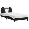 Cama Individual | Cama Para Adultos | Cama Con Colchón Cuero Sintético Negro Y Blanco 100x200 Cm Cfw47824