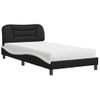 Cama Individual | Cama Para Adultos | Cama Con Colchón Cuero Sintético Negro Y Blanco 100x200 Cm Cfw89361