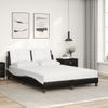 Cama Matrimonial | Cama Para Adultos | Cama Con Colchón Cuero Sintético Negro Y Blanco 120x200 Cm Cfw41200