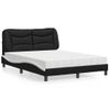 Cama Matrimonial | Cama Para Adultos | Cama Con Colchón Cuero Sintético Negro Y Blanco 140x190 Cm Cfw43640