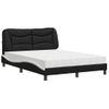 Cama Matrimonial | Cama Para Adultos | Cama Con Colchón Cuero Sintético Negro Y Blanco 140x190 Cm Cfw43640