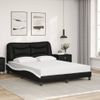 Cama Matrimonial | Cama Para Adultos | Cama Con Colchón Cuero Sintético Negro Y Blanco 140x190 Cm Cfw43640