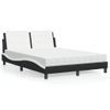 Cama Matrimonial | Cama Para Adultos | Cama Con Colchón Cuero Sintético Negro Y Blanco 140x200 Cm Cfw38861