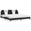 Cama Matrimonial | Cama Para Adultos | Cama Con Colchón Cuero Sintético Negro Y Blanco 200x200 Cm Cfw41355