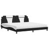 Cama Matrimonial | Cama Para Adultos | Cama Con Colchón Cuero Sintético Negro Y Blanco 200x200 Cm Cfw41355