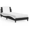 Cama Individual | Cama Para Adultos | Cama Con Colchón Cuero Sintético Negro Y Blanco 90x190 Cm Cfw67368