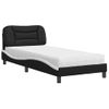 Cama Individual | Cama Para Adultos | Cama Con Colchón Cuero Sintético Negro Y Blanco 90x190 Cm Cfw16187