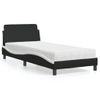 Cama Individual | Cama Para Adultos | Cama Con Colchón Cuero Sintético Negro Y Blanco 90x190 Cm Cfw75600