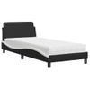 Cama Individual | Cama Para Adultos | Cama Con Colchón Cuero Sintético Negro Y Blanco 90x190 Cm Cfw75600