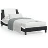 Cama Individual | Cama Para Adultos | Cama Con Colchón Cuero Sintético Negro Y Blanco 90x200 Cm Cfw89222