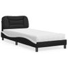 Cama Individual | Cama Para Adultos | Cama Con Colchón Cuero Sintético Negro Y Blanco 90x200 Cm Cfw28771